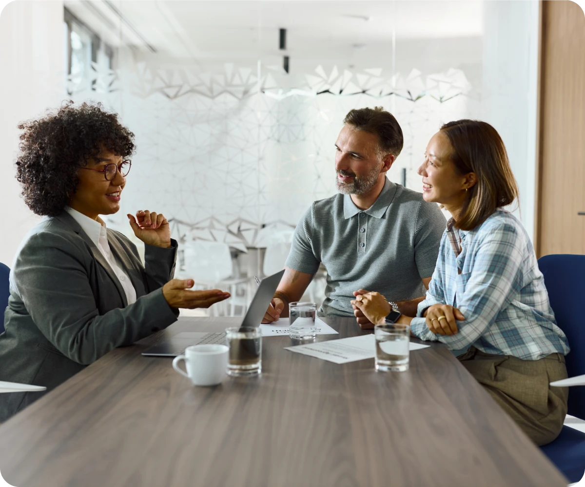 Office team engaged in conversation